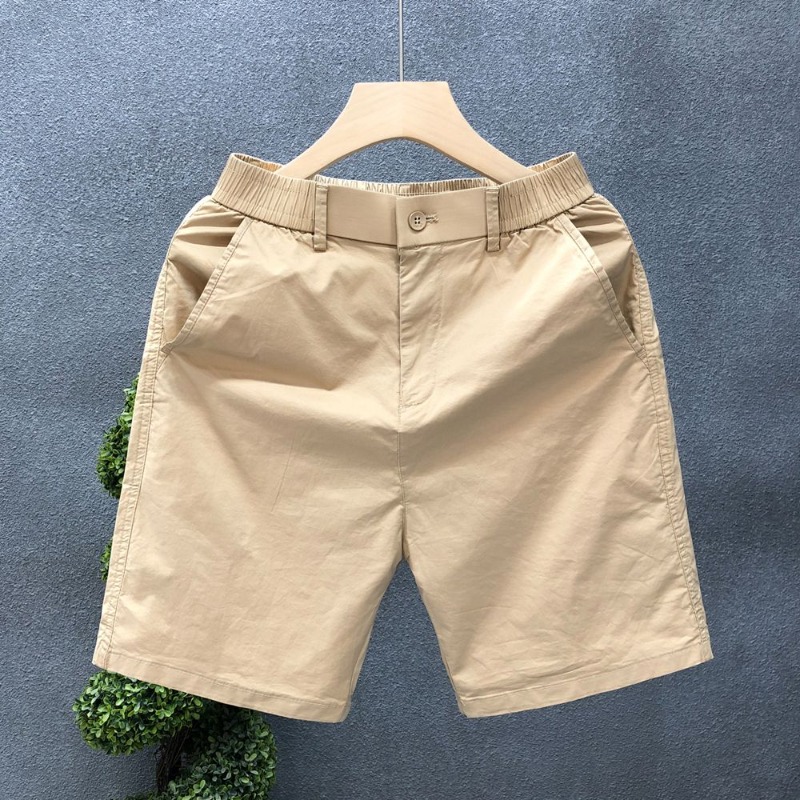 Shorts Chino Slim - กางเกงขาสั้นชิโน่ผู้ชายทรงสลิมฟิตสำหรับฤดูร้อน สไตล์ลำลองทางธุรกิจ น้ำหนักเบา สีดำล้วน ความยาวระดับเข่า