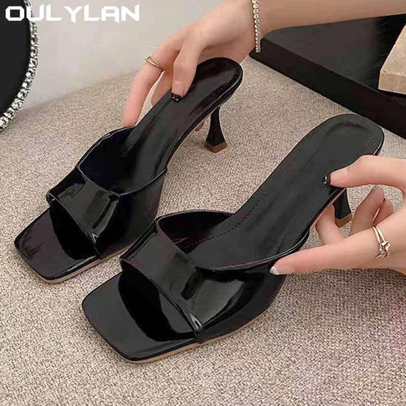 Casual Sandal Leather - ผู้หญิงฤดูร้อนผู้หญิงรองเท้าแตะ Lacquer หนังรองเท้าส้นสูง PLUS ขนาด 41
