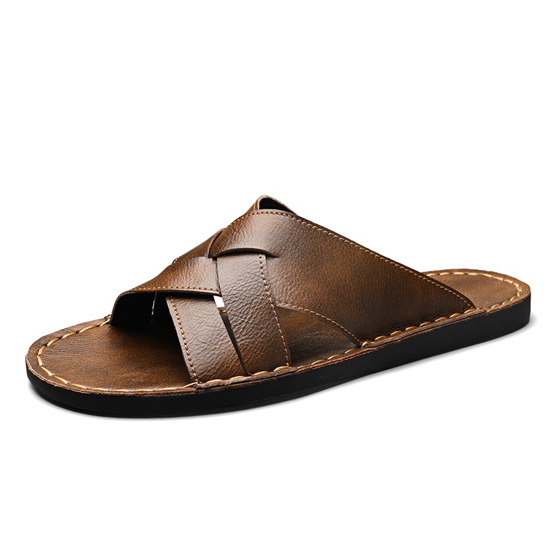 แฟชั่นรองเท้าแตะหนังแท้ผู้ชายฤ - Flip Flop Leather Men บทวิจารณ์และราคา